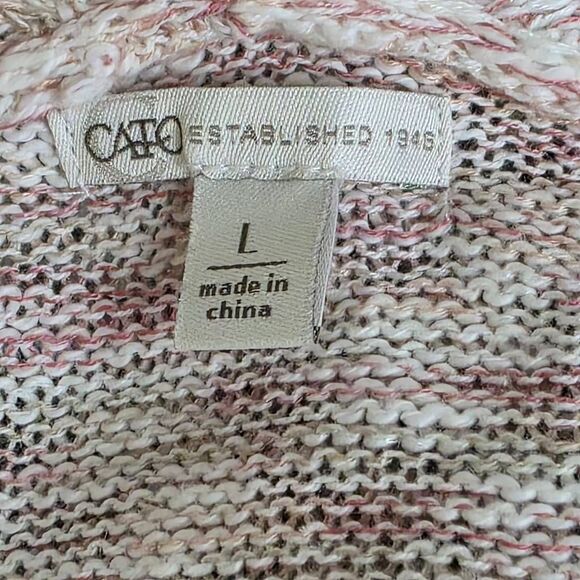 Cato Pink White Marled Open Front Cardigan Size L - Picture 7 of 9